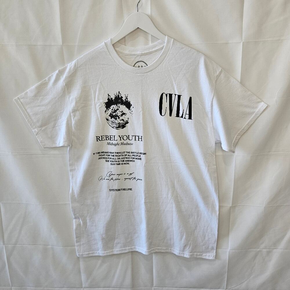 CVLA [Paint Drag] Rebel Youth White and Black Graphic Tee Size LargeF